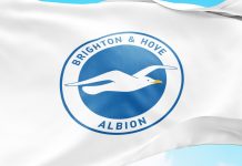 Brighton owner rejects betting allegations as political concern grows Çorum, Turkey, May 2024: The flag Brighton - Hove Albion waving in the wind on a clear day. Brighton - Hove Albion is a English professional football club.