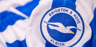 Brighton owner linked to betting syndicate named in court case Logo of Brighton and Hove Albion on Football Jersey.