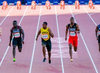 The Commonwealth Games confirm sport’s paywall future GOLD COAST, AUSTRALIA - APRIL 08, 2018: Yohan Blake of Jamaica (C) compete in the athletic's men's 100m heats during the 2018 Gold Coast Commonwealth Games at the Carrara Stadium.