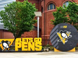 Hoffmann family agrees deal for controlling stake in Pittsburgh Penguins Pittsburgh, PA, USA- May 20, 2023: Promotional display for the NHL team Pittsburgh Penguins outside the Paints Arena in Pittsburgh.