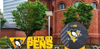 Hoffmann family agrees deal for controlling stake in Pittsburgh Penguins Pittsburgh, PA, USA- May 20, 2023: Promotional display for the NHL team Pittsburgh Penguins outside the Paints Arena in Pittsburgh.