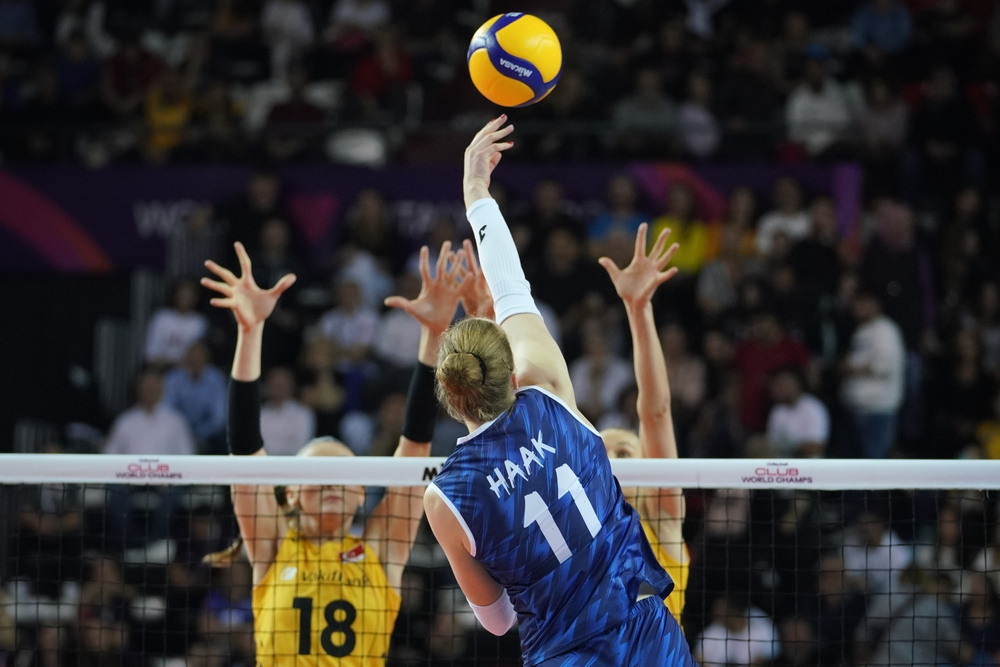 ANTALYA, TURKIYE - DECEMBER 18, 2022: Isabelle Haak in action during Imoco Volley Conegliano vs Vakifbank FIVB Volleyball Womens Club World Championship Final match in Antalya Sport Hall