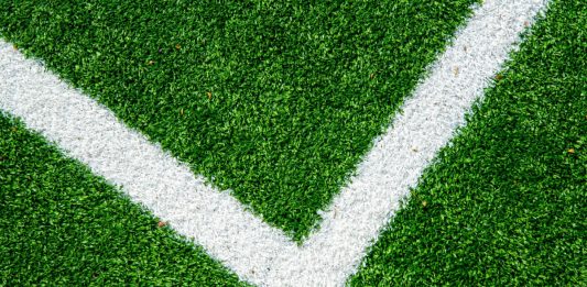 astro turf football pitch like used in Baller League.
