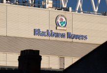 Blackburn Rovers face legal action from kit supplier Macron over alleged contract breach Blackburn, Lancashire UK. June 2018 Ewood Park showing the Blackburn Rovers Logo