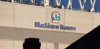 Blackburn Rovers face legal action from kit supplier Macron over alleged contract breach Blackburn, Lancashire UK. June 2018 Ewood Park showing the Blackburn Rovers Logo