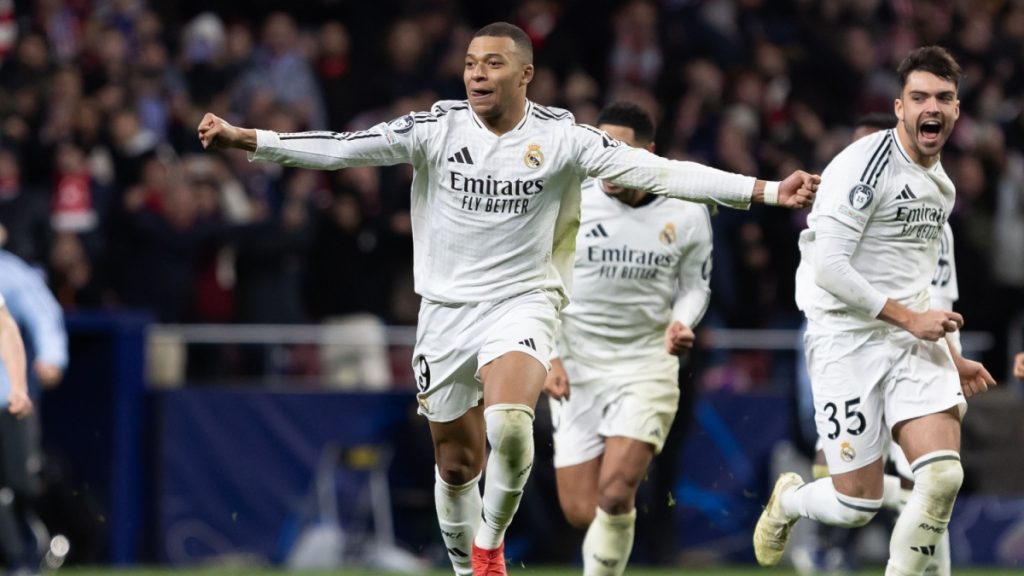 Madrid, Spain - March 12, 2025: Champions League match between Atletico Madrid and Real Madrid played in capital. Real Madrid players. European champions. Spanish Euroderby.