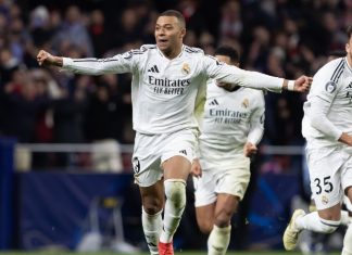 Commercial power lifts Real Madrid as UK clubs fall back Madrid, Spain - March 12, 2025: Champions League match between Atletico Madrid and Real Madrid played in capital. Real Madrid players. European champions. Spanish Euroderby.