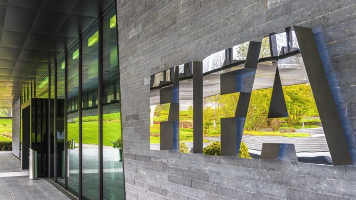 Zurich, Switzerland - May 2017: at the entrance to FIFA Headquarters