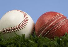 How ICC plans to win over baseball fans in the US and Canada ICC cricket ball and baseball on grass with blue sky - illustration of the way things change. Baseball is an evolution of cricket