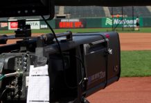 ‘No more blackouts’ as MLB teams leave FanDuel Sports Network San Francisco - June 8, 2022: A broadcast camera with lineups taped to it before a game between the Colorado Rockies and San Francisco Giants at Oracle Park MLB.