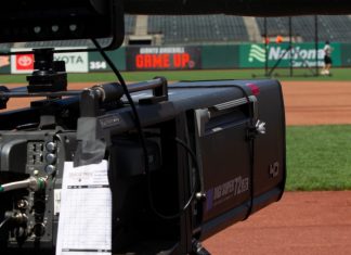 ‘No more blackouts’ as MLB teams leave FanDuel Sports Network San Francisco - June 8, 2022: A broadcast camera with lineups taped to it before a game between the Colorado Rockies and San Francisco Giants at Oracle Park MLB.