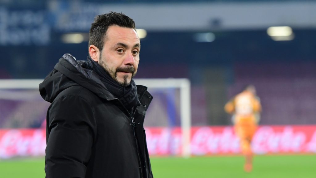 Napoli Italy, January 13th, 2019: during football Coppa Italia match between Napoli vs Sassuolo at San Paolo Stadium. pic info:Roberto De Zerbi coach of SASSUOLO.