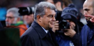 Is Barcelona’s Super League exit Laporta’s parting shot? BARCELONA - JAN 23: The president Joan Laporta in action during the LaLiga match between FC Barcelona and Getafe CF at the Spotify Camp Nou Stadium on January 23, 2023 in Barcelona, Spain.