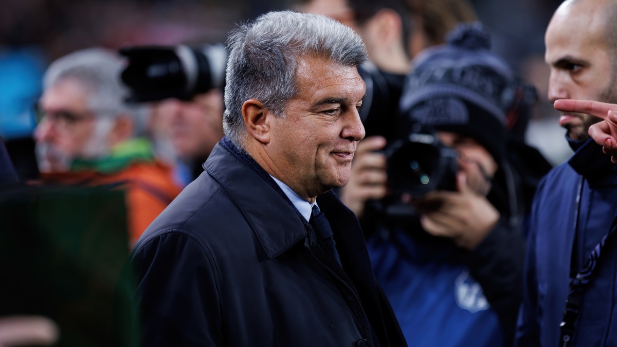BARCELONA - JAN 23: The president Joan Laporta in action during the LaLiga match between FC Barcelona and Getafe CF at the Spotify Camp Nou Stadium on January 23, 2023 in Barcelona, Spain.