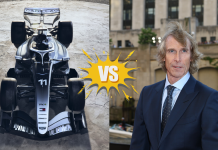 Why Michael Bay is suing Cadillac’s F1 team Image of director Michael Bay and the Cadillac F1's team 2026 car livery