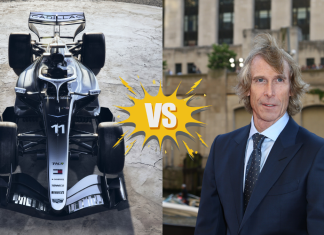 Why Michael Bay is suing Cadillac’s F1 team Image of director Michael Bay and the Cadillac F1's team 2026 car livery
