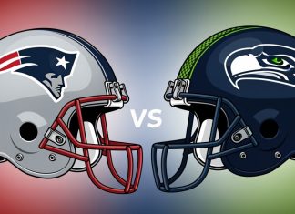 The making of a modern Super Bowl AI generated image of the helmets of this years Super Bowl competitors