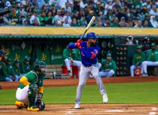 SCP takes minority stake in Texas Rangers as institutional capital deepens in MLB Oakland, California - September 25, 2024: Texas Rangers outfielder Sandro Fabian bats against the Oakland Athletics in the last night game at the Oakland Coliseum.