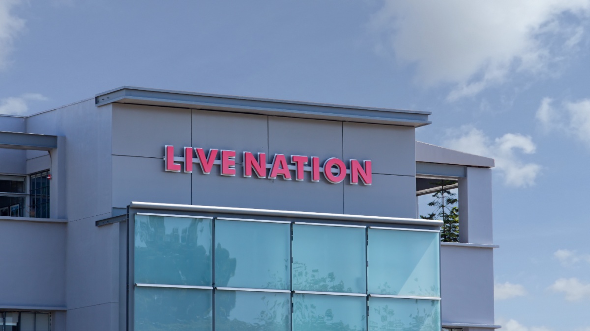 Beverly Hills, California, United States - 08-16-2023: A view of a building front sign for Live Nation.