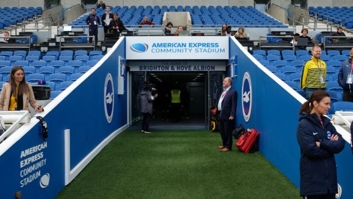 Brighton-and-Hove-Albion-FC General view of American Express Community Stadium prior to the match between Arsenal and Brighton and Hove Albion in the FAWSL.