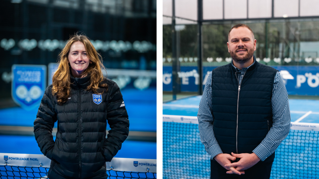 L to R: Freya Tringham, Head of Padel at Powerleague, and John Gillespie, CEO. Image credit: Powerleague