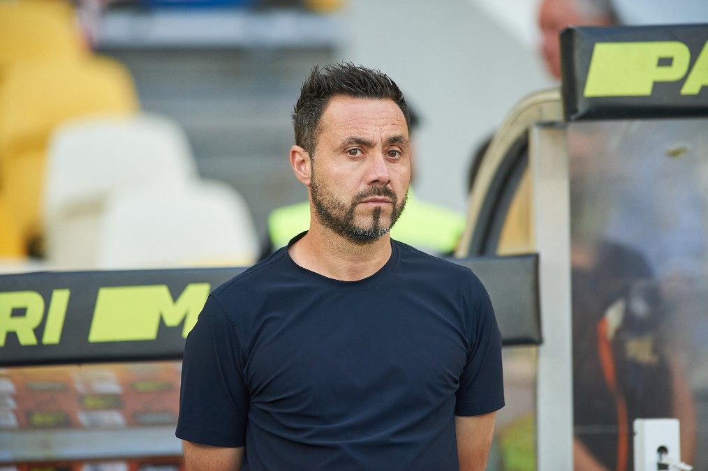 KYIV, UKRAINE - AUGUST 13, 2021: coach Roberto De Zerbi. the football match Shakhtar Donetsk vs Metallist-1925 Kharkiv
