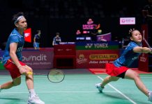 Badminton tests life beyond feathers Rinov Rivaldy and Pitha Mentari of Indonesia in action during the mixed doubles match on day two of the Kapal Api Indonesia Open between Indonesia and Chinese Taipei at the Istora Senayan on June 5