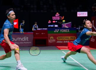 Badminton tests life beyond feathers Rinov Rivaldy and Pitha Mentari of Indonesia in action during the mixed doubles match on day two of the Kapal Api Indonesia Open between Indonesia and Chinese Taipei at the Istora Senayan on June 5