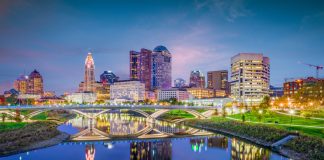 NWSL awards expansion franchise to Columbus for 2028 debut Columbus, Ohio, USA skyline on the Scioto River.