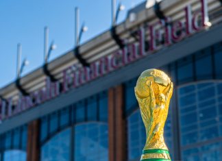 World Cup transport row deepens as Philadelphia breaks ranks USA, PHILADELPHIA, OCTOBER 2019: World Cup FIFA on background Lincoln Financial Field in Philadelphia state of Pennsylvania