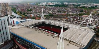 WRU halts Cardiff sale as three-club plan remains CARDIFF, UK - AUGUST 8, 2025 - Aerial view of the iconic Principality Stadium in Cardiff, Wales, highlighting its modern architecture and retractable roof system