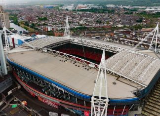 WRU halts Cardiff sale as three-club plan remains CARDIFF, UK - AUGUST 8, 2025 - Aerial view of the iconic Principality Stadium in Cardiff, Wales, highlighting its modern architecture and retractable roof system