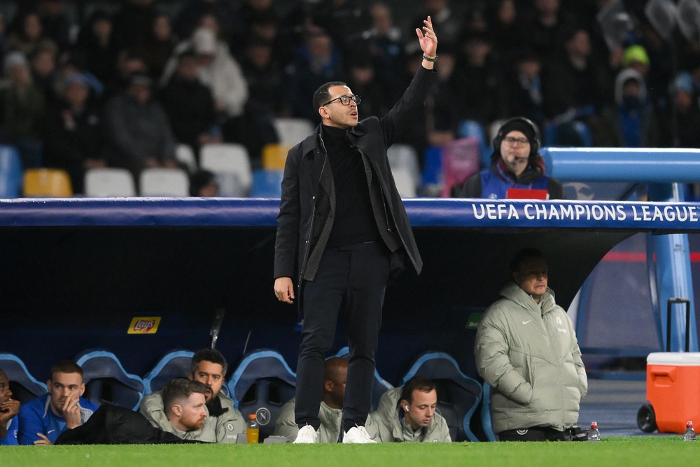 28th Jan 2026; Diego Armando Maradona Stadium, Naples, Italy; Champions League Football Match; Napoli versus Chelsea; Liam Rosenior head coach of Chelsea FC