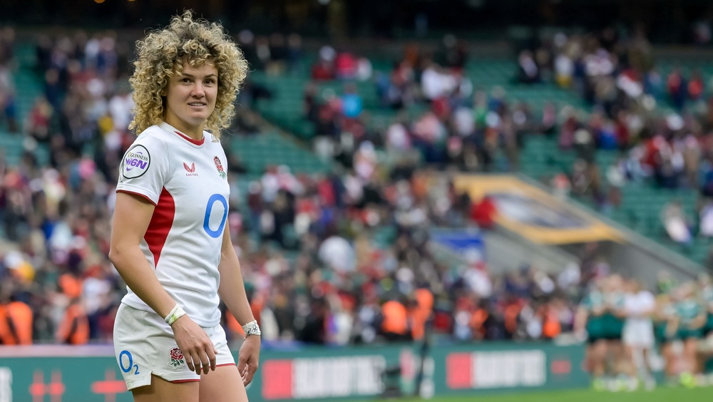 London, United Kingdom. 11 Apr 2026. England's Ellie Kildunne at the Guiness Women's Six Nations - England v Ireland match at Allianz Stadium. Credit: Silvina Brodersohn