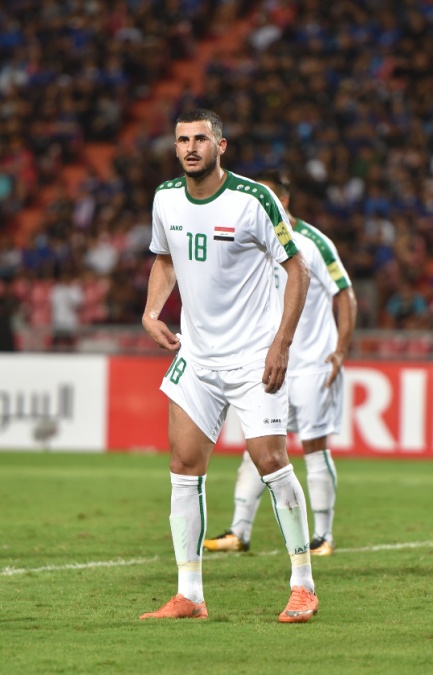 AYMEN HUSSEIN of IRAQ in action during the 2018 FIFA World Cup Asian Qualifiers Match.