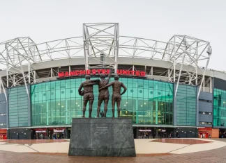 Man Utd clear major land block for 100,000‑seater stadium A multi image panorama of the United Trinity statue featuring Manchester United legends George Best, Denis Law and Sir Bobby Charlton pictured at Old Trafford stadium in Manchester