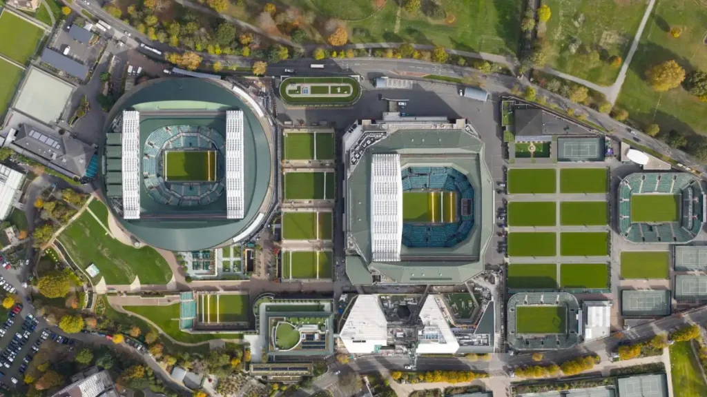 Ariel view of Wimbledon that Sportradar has partnered with.