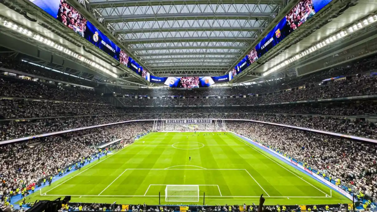 Real Madrid stadium, Santiago Bernabeu, with the upper deck extended.