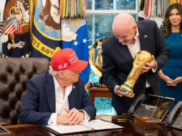 Is Gianni Infantino’s job at risk after World Cup red card row? President Donald Trump, flanked by Vice President JD Vance and FIFA President Gianni Infantino, announces that the FIFA World Cup draw