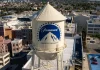Paramount-Warner Bros merger halted for court review Los Angeles California. USA: 2025 December 9. Motion picture industry studio. Paramount Pictures, The Studios at Paramount Pictures. Aerial, water tank and tower logo.