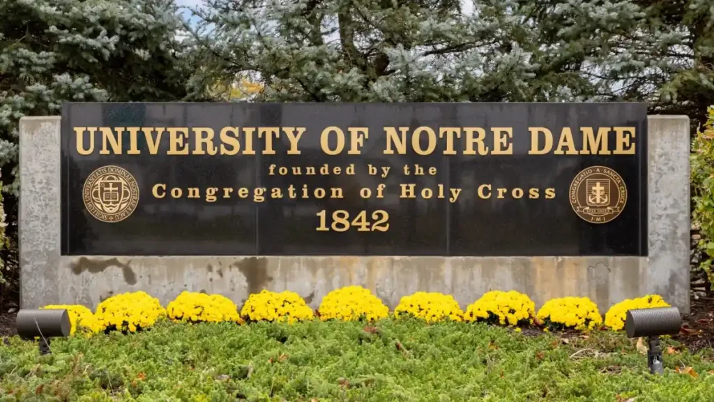University of Notre Dame is a private Catholic research university established in 1842. They're known for their great academics and Fighting Irish sports teams.