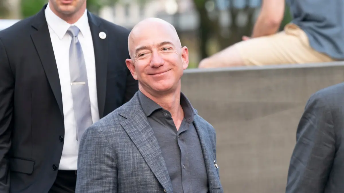 Jeff Bezos arrives at the Statue Of Liberty Museum Opening Celebration at Battery Park.