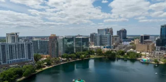Q&A: Jason Siegel on Orlando’s winning Olympic Q-Series bid Orlando, Florida, USA - March 27th 2024: Downtown Orlando skyline overlooking the tranquil Lake Eola Park with its iconic fountain and urban backdrop.