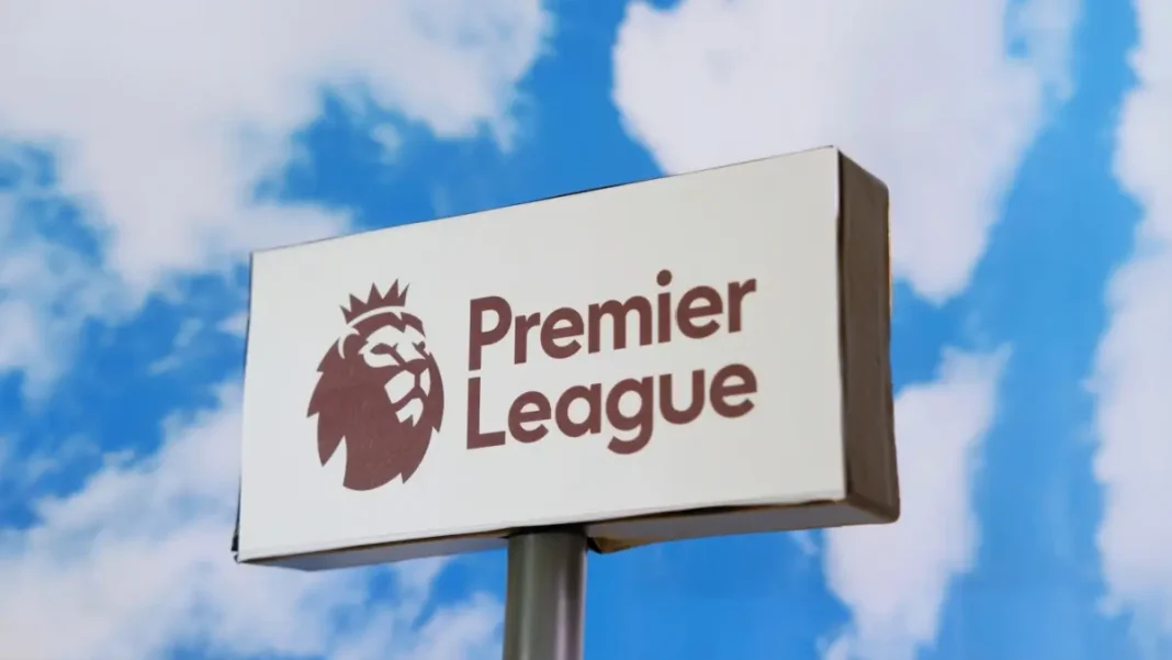 Premier-League-sign- Premier League logo seen on billboard, TNT Sports