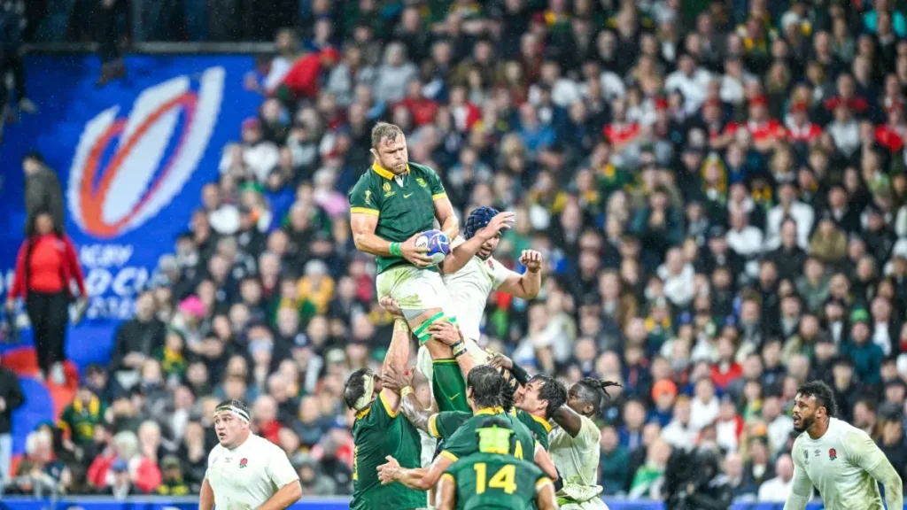 Duane Vermeulen during the Rugby union World Cup XV RWC match between England and South Africa Springboks at Stade de France in Saint-Denis near Paris on October 21, 2023.