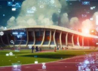 Q&A: NETSCOUT on DDoS attacks and sport cybersecurity Sports stadium and technology. sports tech. Wide angle visual for banners or advertisements.