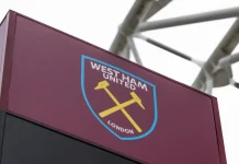 West Ham faces battle for Vanessa Gold’s 25% stake West Ham United badge at London stadium. London, UK, 14 July 2024.