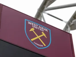 West Ham faces battle for Vanessa Gold’s 25% stake West Ham United badge at London stadium. London, UK, 14 July 2024.