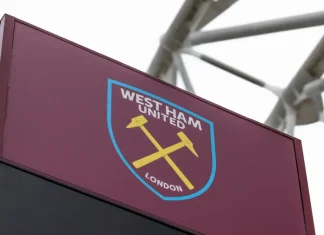 West Ham faces battle for Vanessa Gold’s 25% stake West Ham United badge at London stadium. London, UK, 14 July 2024.