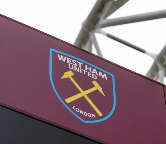 West Ham faces battle for Vanessa Gold’s 25% stake West Ham United badge at London stadium. London, UK, 14 July 2024.